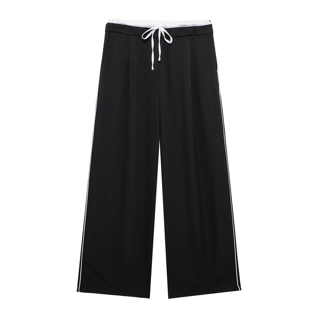 Levoire | unique layered double belt long trousers Noir