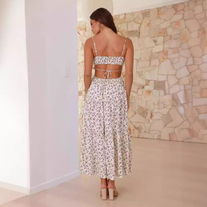 Robe maxi hamac pour femmes avec volants et accents en dentelle Levoire