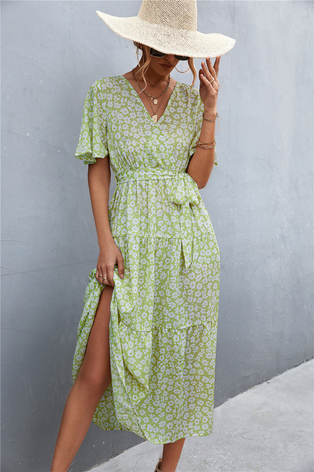 Robe midi femme avec motif floral et lien de taille ajustable Levoire