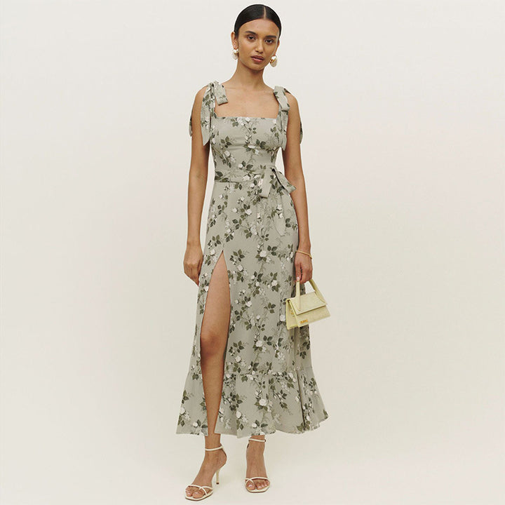 Robe maxi femme à motif floral et détails volants débardeur Levoire