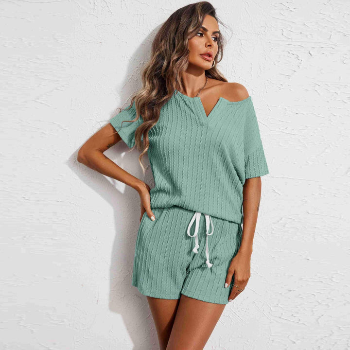 Levoire | Ensemble de shorts en jacquard à manches courtes Vert