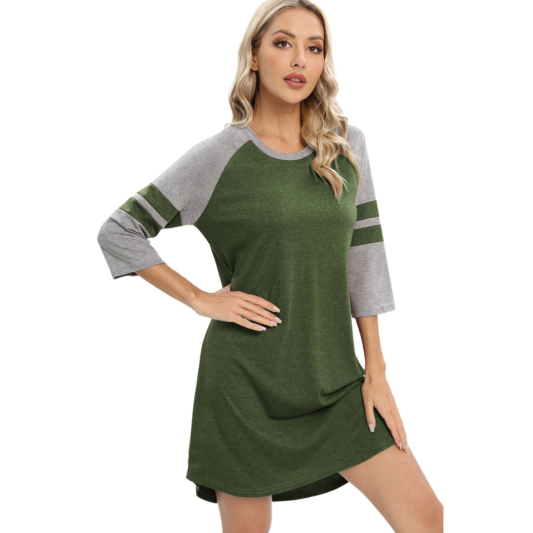 Levoire | Couleur - Chemise de nuit Printemps Été Patches Bloc Chemise de nuit Papuuna verte