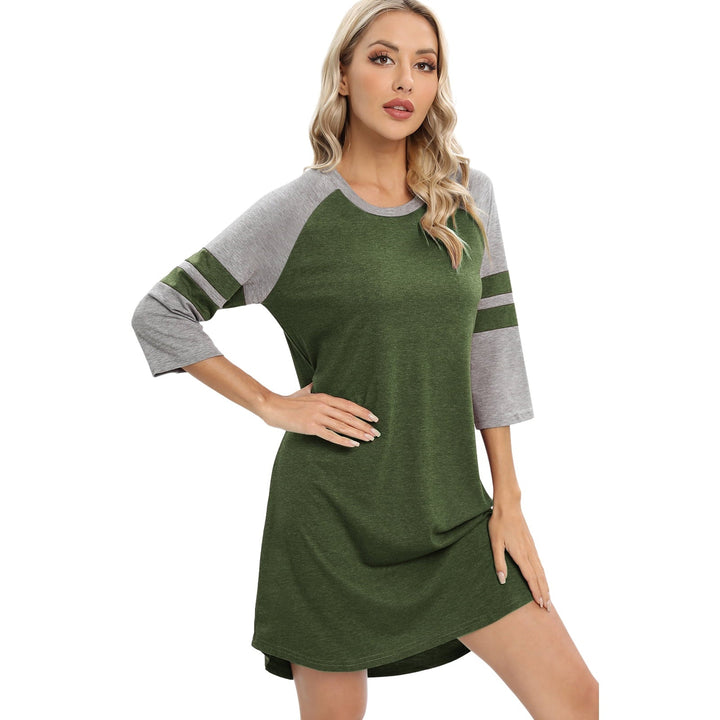 Levoire | Couleur - Chemise de nuit Printemps Été Patches Bloc Chemise de nuit Papuuna verte