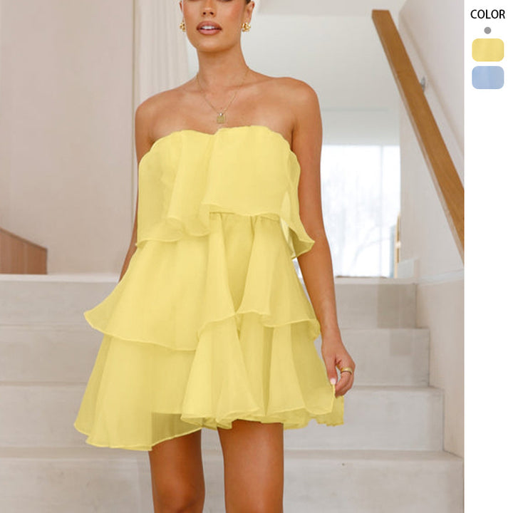 Robe à volants pour femmes en chiffon léger Levoire