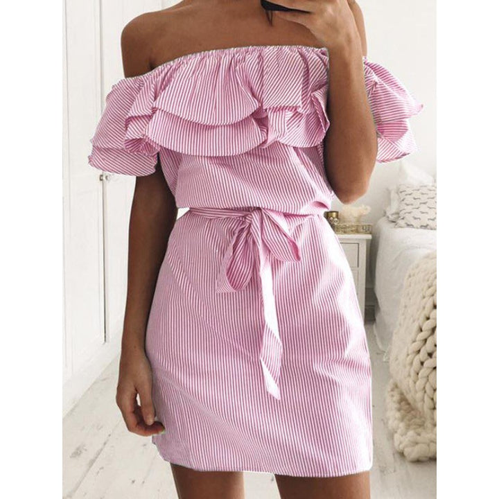 Robe mini femme avec volants et ceinture à nouer Levoire