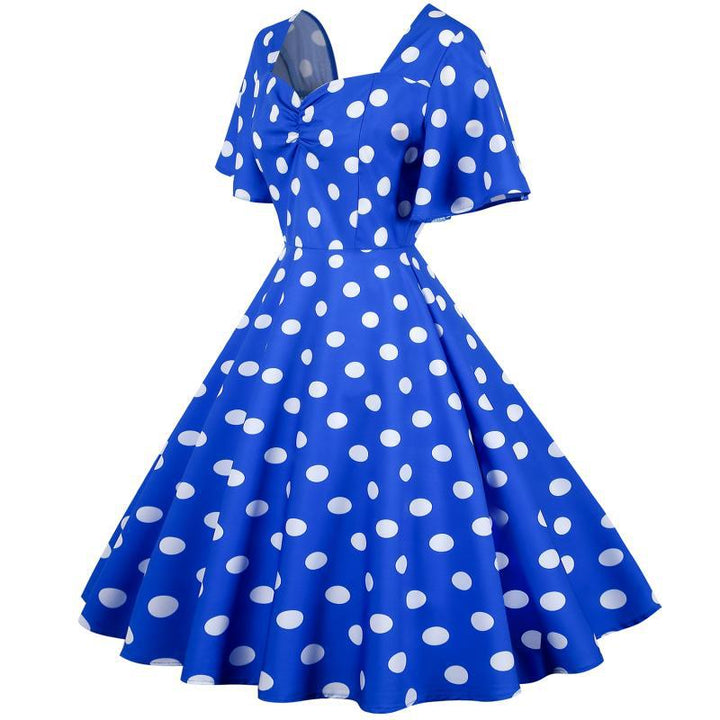 Robe Rockabilly pour femmes avec un motif amusant à pois et un ourlet flottant Levoire