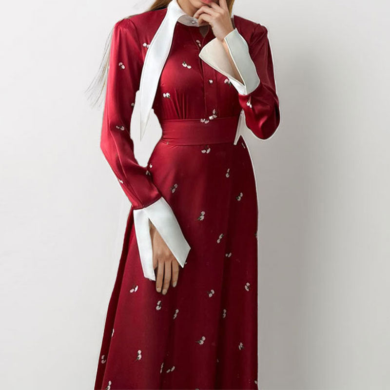 Robe Maxi Élégante Femme avec Drapé Artistique et Manches Longues Levoire