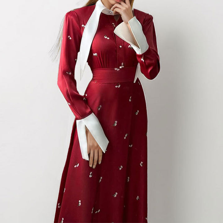 Robe Maxi Élégante Femme avec Drapé Artistique et Manches Longues Levoire