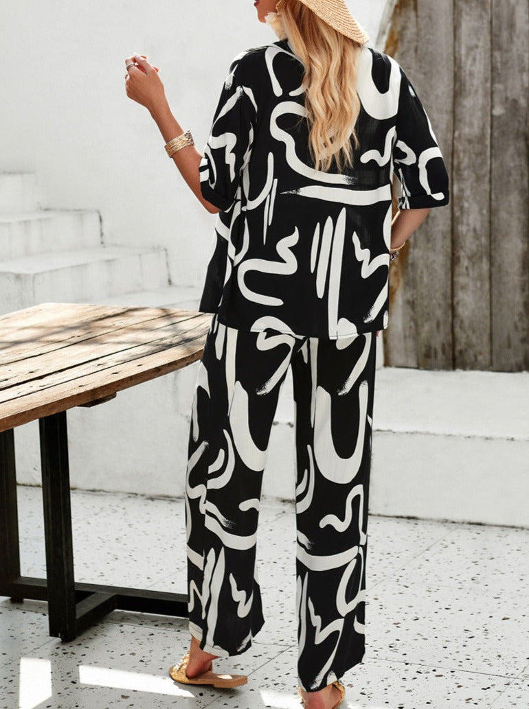 Levoire | Ensemble Deux Pièces Avec Chemise Imprimée Et Pantalon