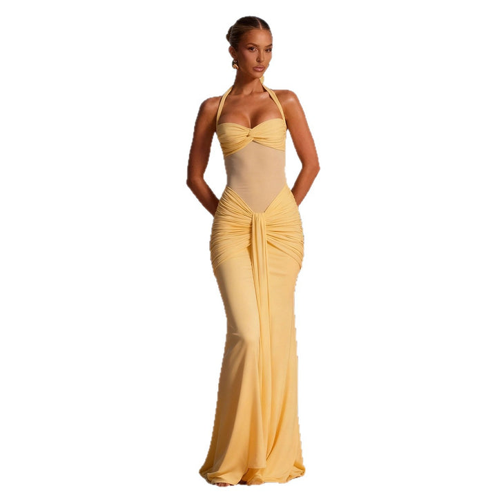 Robe Maxi Premium Femme avec Design Enveloppant Séduisant et Détail Rassemblé Élégant Levoire