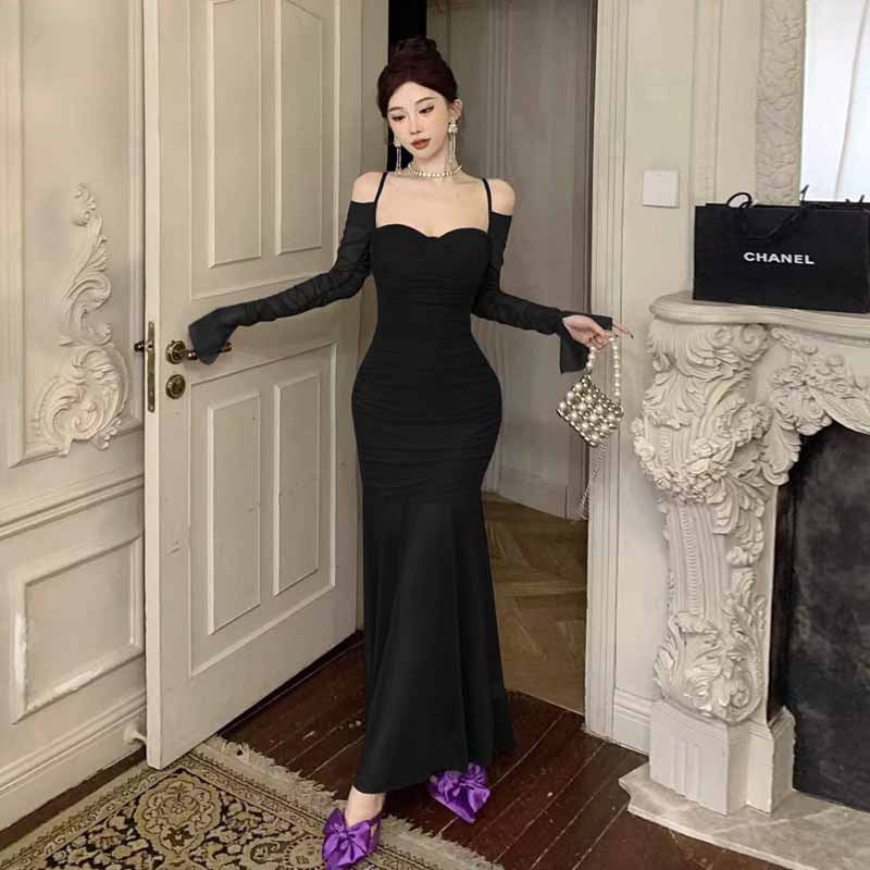 Levoire | Robe de sirène moulante sans bretelles attrayante noir