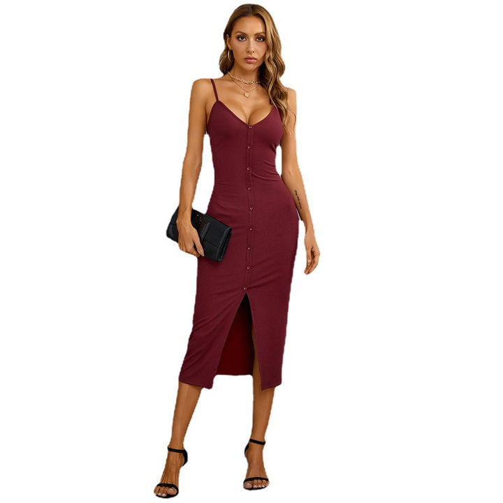 Robe midi pour femme avec élégante patte de boutonnage et fente stylée Levoire