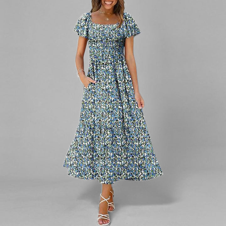 Robe maxi pour femmes avec un décolleté carré élégant et des manches volumineuses Levoire