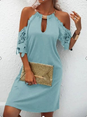 Levoire | Robe longue métallique sans bretelles séduisante Bleu clair