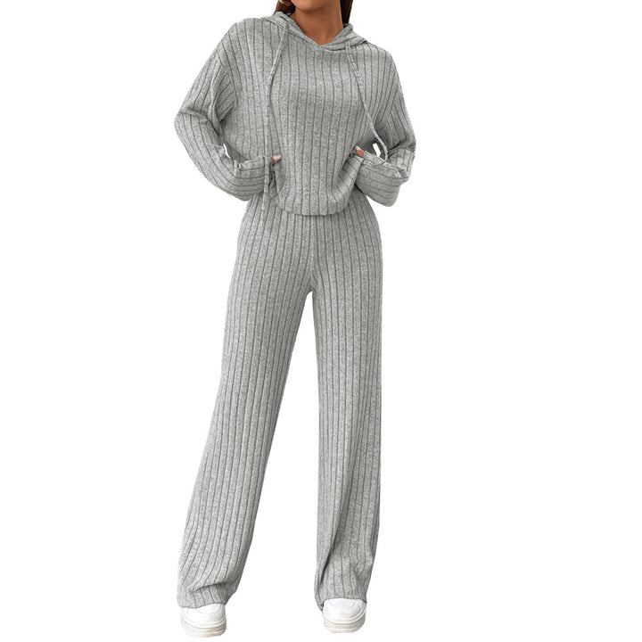 Ensemble tricot décontracté pour femmes avec hoodie casual et jambes larges Levoire