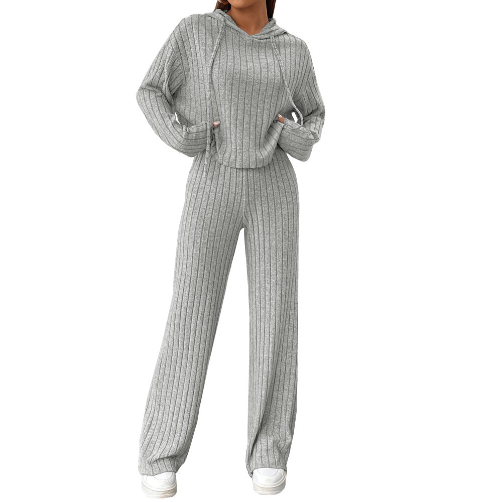 Ensemble en laine confortable pour femmes avec hoodie décontracté et pantalons larges Levoire