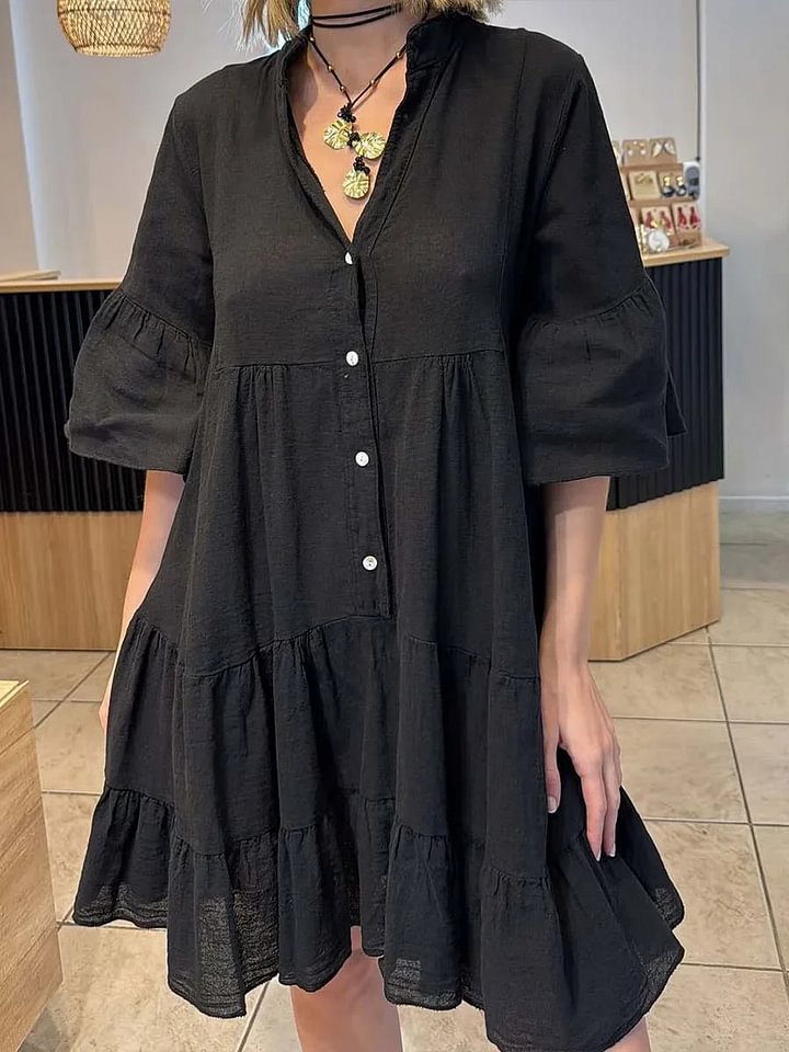 Robe chemise pour femmes avec des détails de volants volumineux Levoire