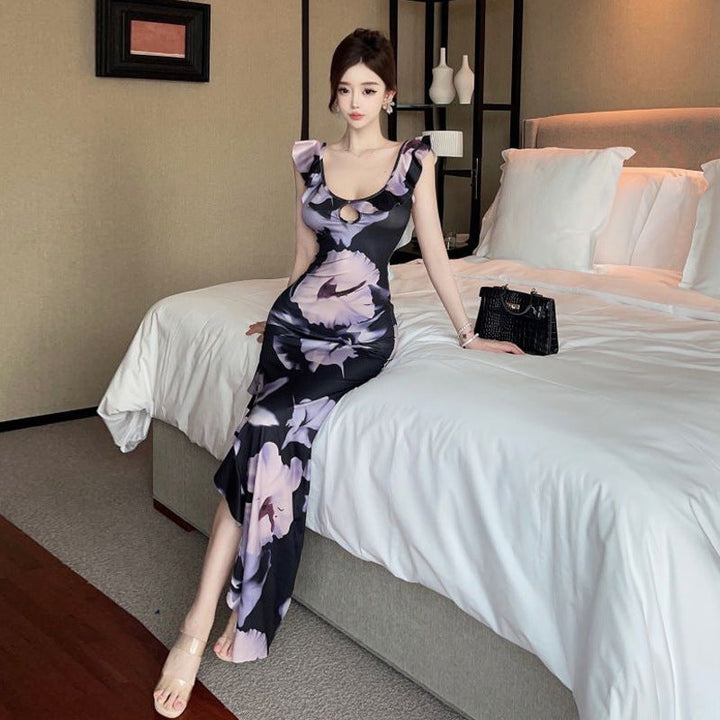 Levoire | robe à volants à encolure à décolleté