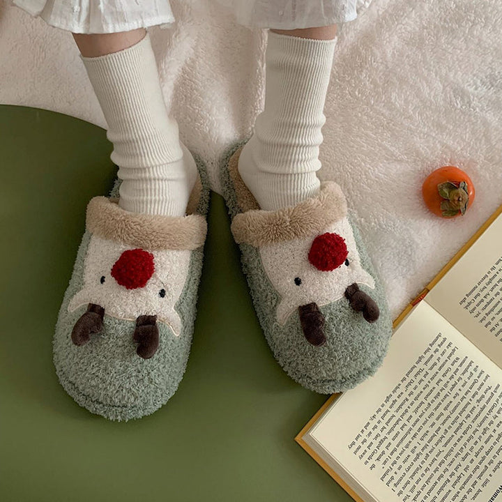 Levoire | Amusant Épais Chaud Chaussons Imprimé Renne Pour Femmes