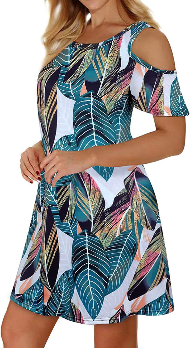 Robe d'été pour femmes avec design floral et découpe à épaule dénudée Levoire