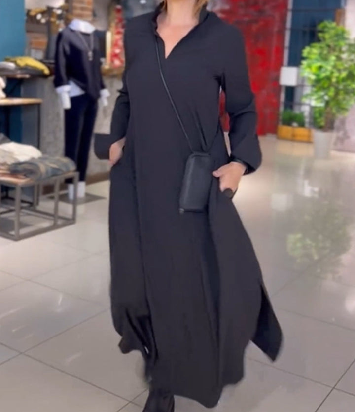 Robe maxi femme avec un col élégant et un design de poche pratique Levoire
