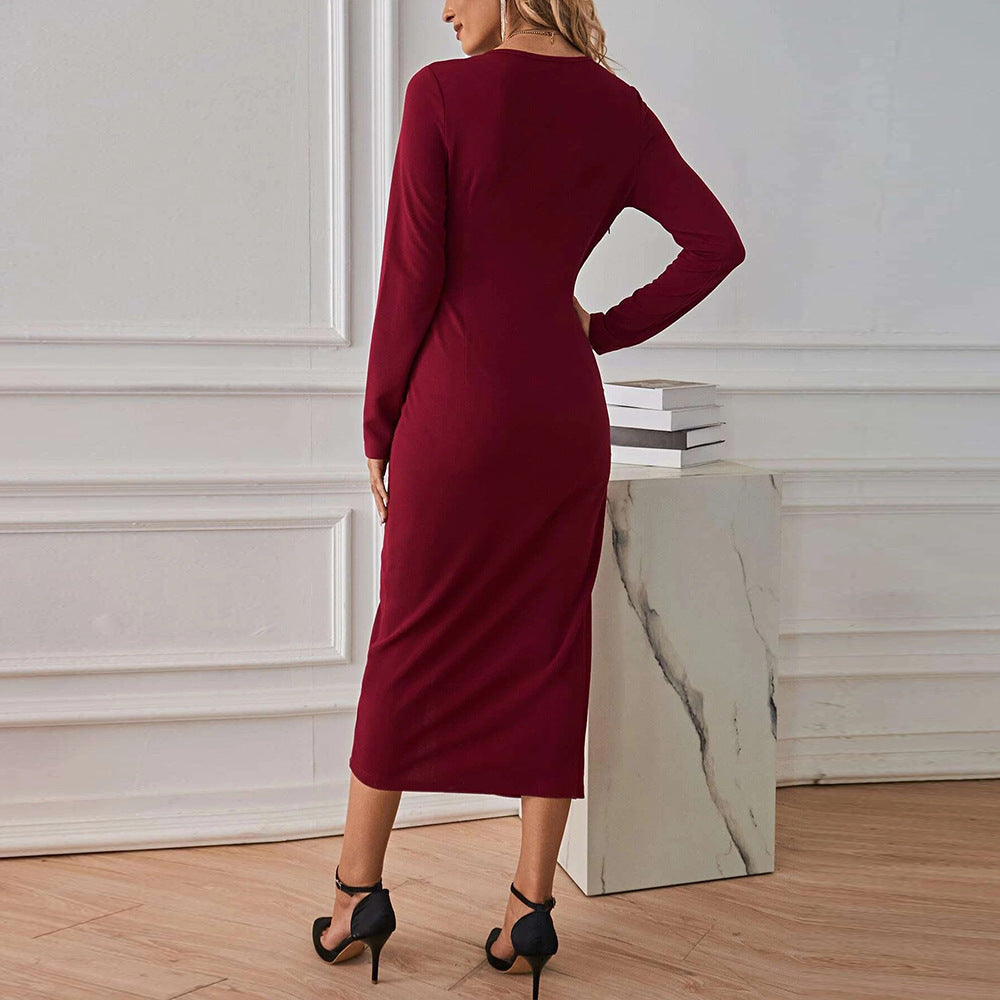 Robe midi femme avec ceinture tordue et fente profonde Levoire