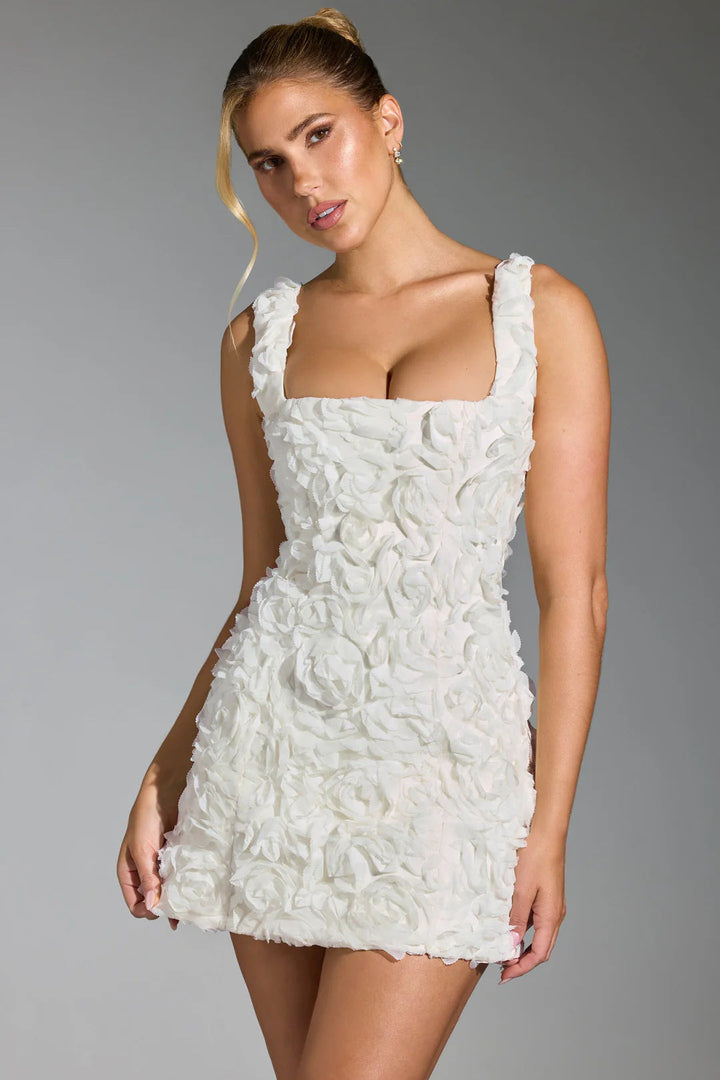Levoire | Trendikini Sans Manches Mini Robe avec Ceinture à Nouer Blanc