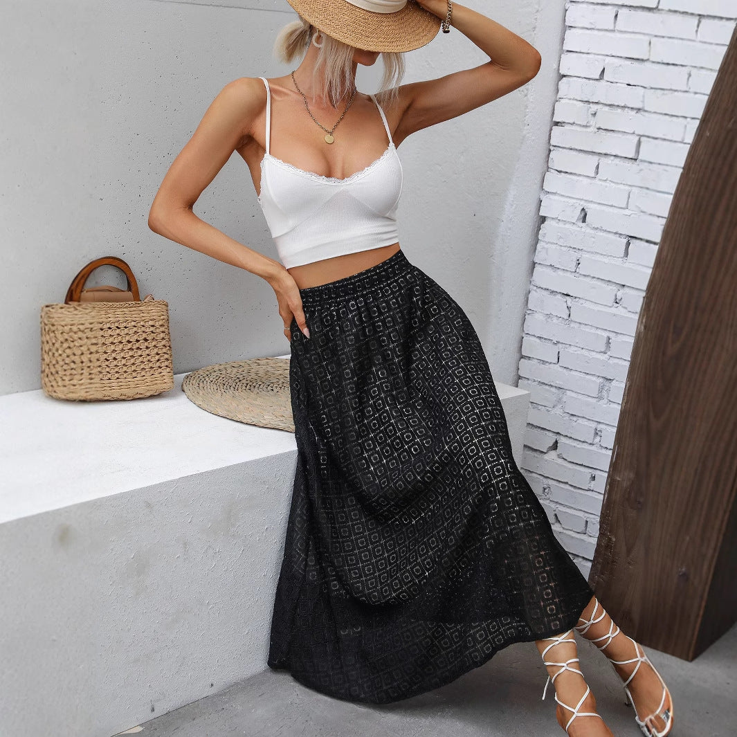Jupe maxi femme avec un design géométrique élégant et une taille élastique Levoire