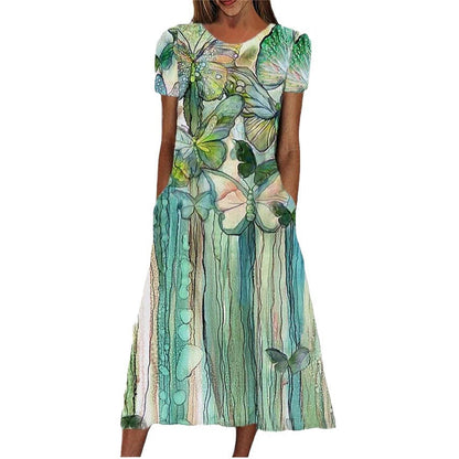 Levoire | Pratique Robe T-shirt Imprimée Col Rond avec Poche