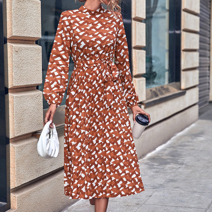 Robe midi pour femmes avec détails en volants et motif créatif Levoire