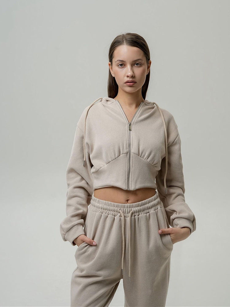 Levoire | Ensemble de sweatshirt à une couleur avec des cordons Khaki