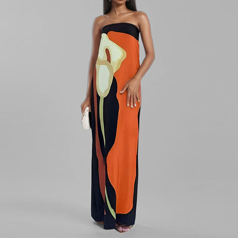 Robe maxi pour femmes dans le style art moderne Levoire