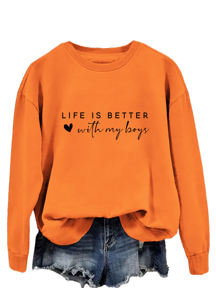 Pull femme confortable à col rond avec impression inspirante Levoire