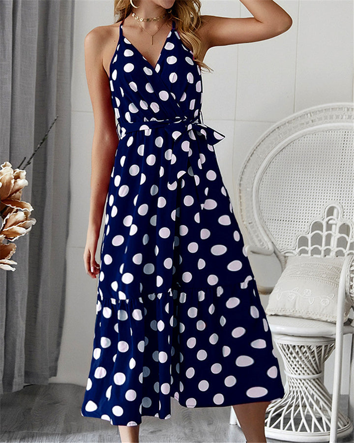 Robe maxi femme à pois et volants par Levoire