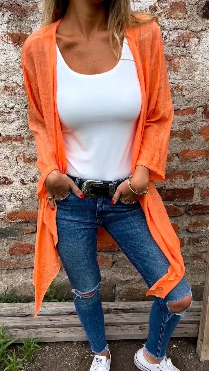Gilet long pour femme à coupe fluide et élégants plis Levoire