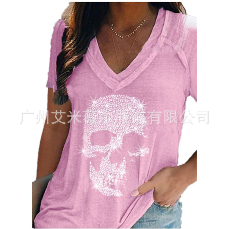 Levoire | Rennon à manches courtes tricot T-shirt à décolleté en V profond