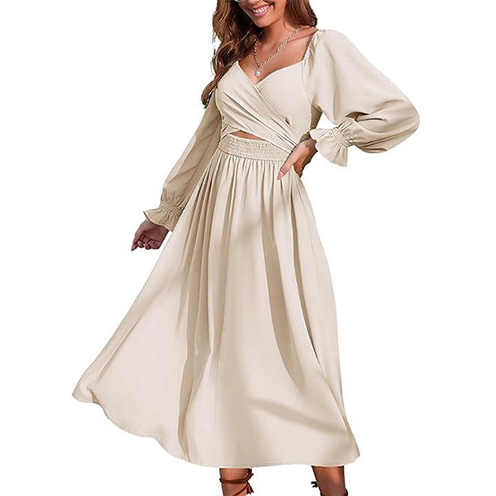 Robe portefeuille pour femmes avec manches longues et silhouette cintrée Levoire