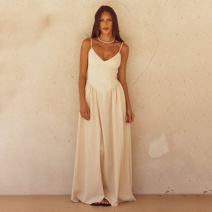 Robe d'été longue élégante pour femme avec des bretelles spaghetti délicates Levoire
