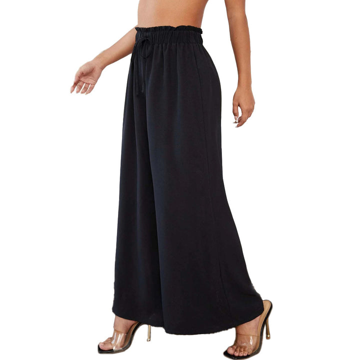 Pantalon large palazzo pour femmes avec taille élastique et fronces Levoire