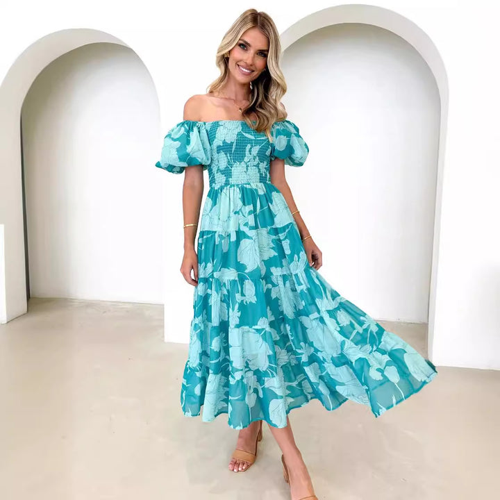 Robe maxi femme avec manches bouffantes et design floral Levoire