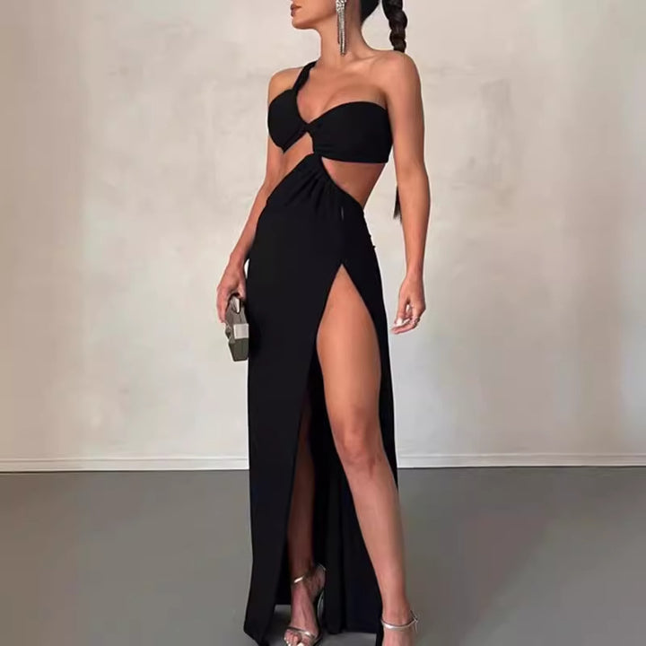 Robe Maxi Couture Femme avec Design Asymétrique et Drapé Élégant Levoire