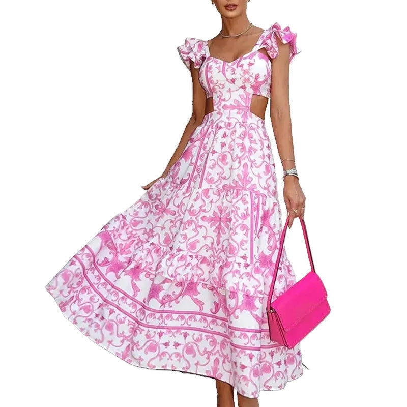 Robe maxi femme avec un design découpé romantique et des détails en volants Levoire