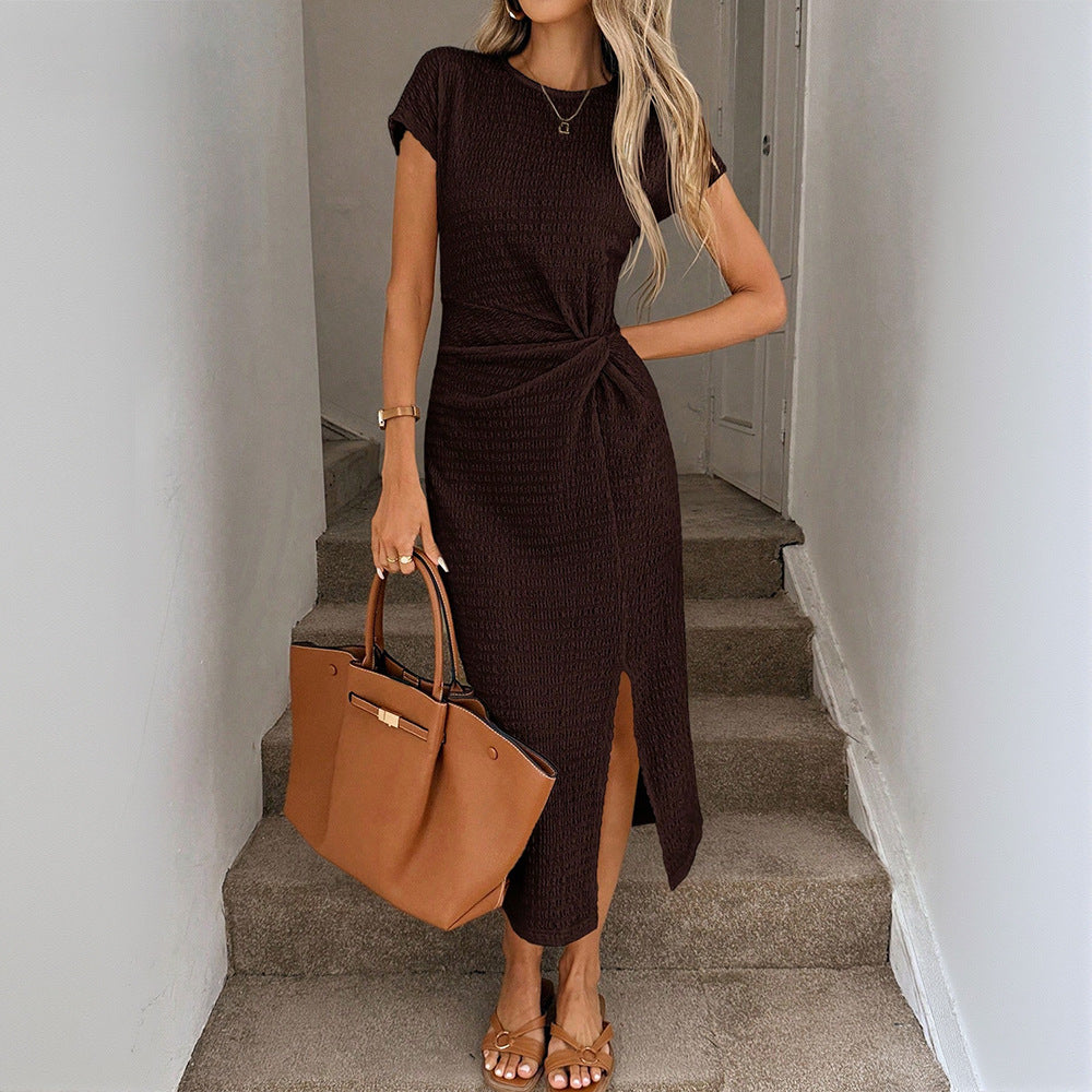 Robe maxi femme avec nœud élégant et finition à fente latérale haute Levoire