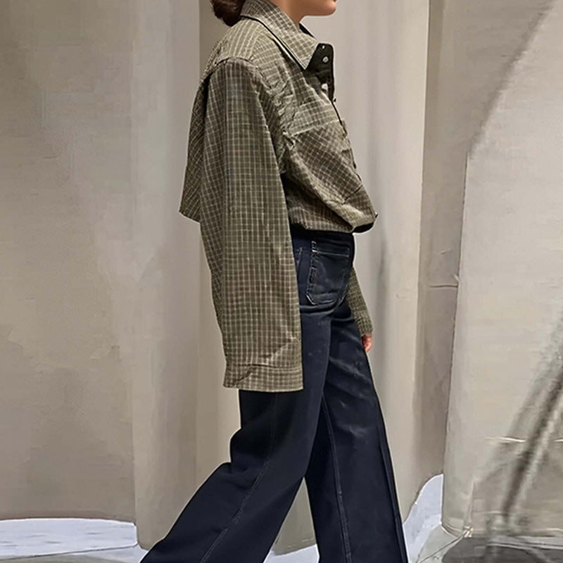 Blouse à carreaux élégante pour femmes avec coupe décontractée Levoire