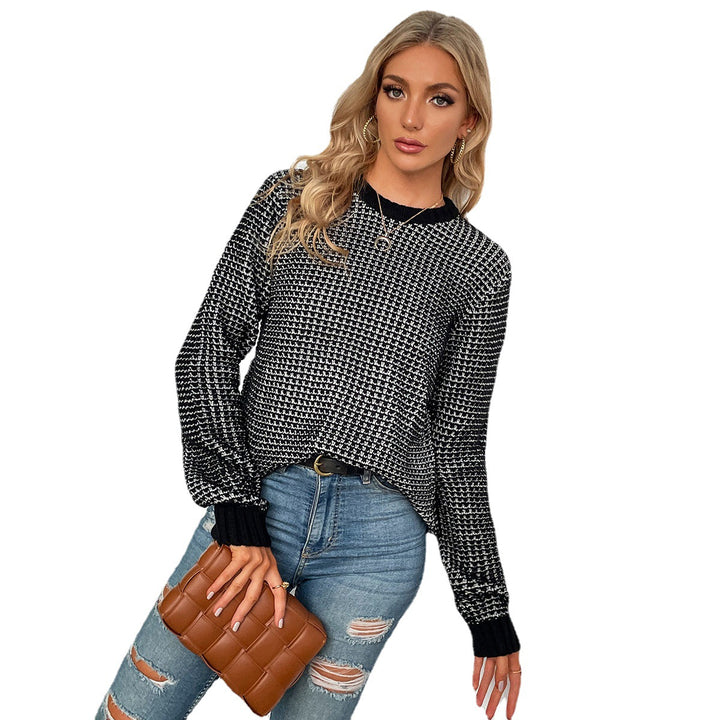 Pull en tricot pour femmes avec un motif moderne en diamant et des manches en forme de chauve-souris Levoire