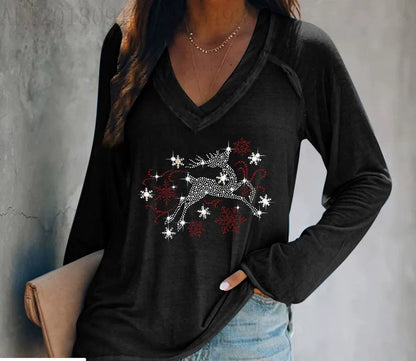 Levoire | Rennon chemise à manches longues à décolleté en V profond Renne de Noël