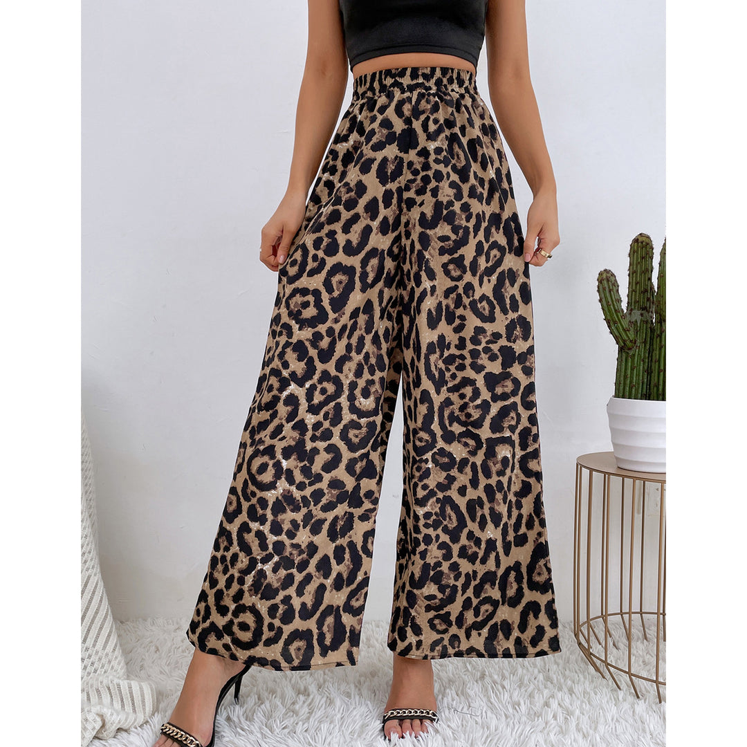 Pantalons harem léopard larges pour femmes avec taille élastique Levoire