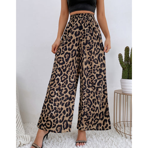 Pantalons harem léopard larges pour femmes avec taille élastique Levoire