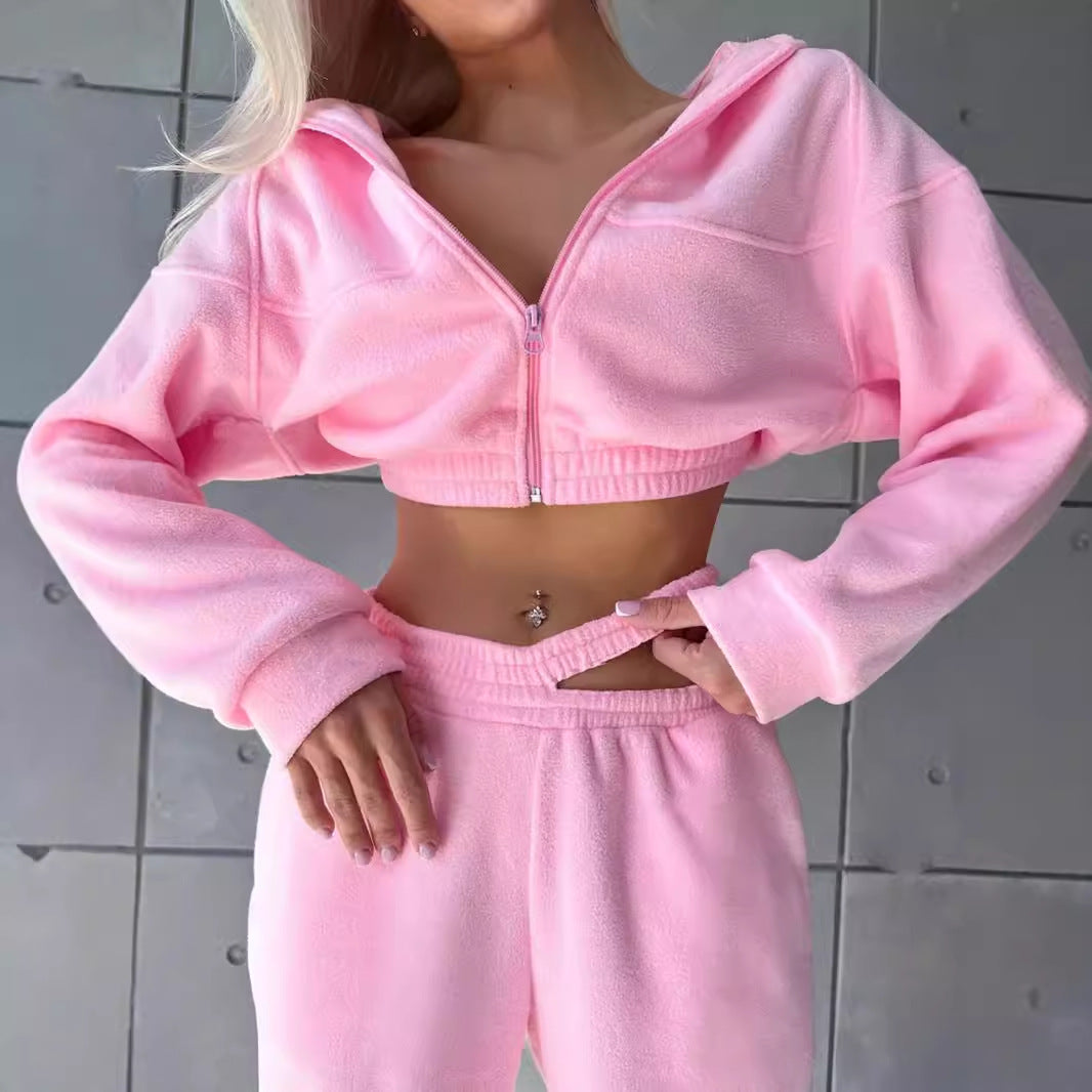 Levoire | Sweat à col rond en polaire chaude Ensemble de pantalon double