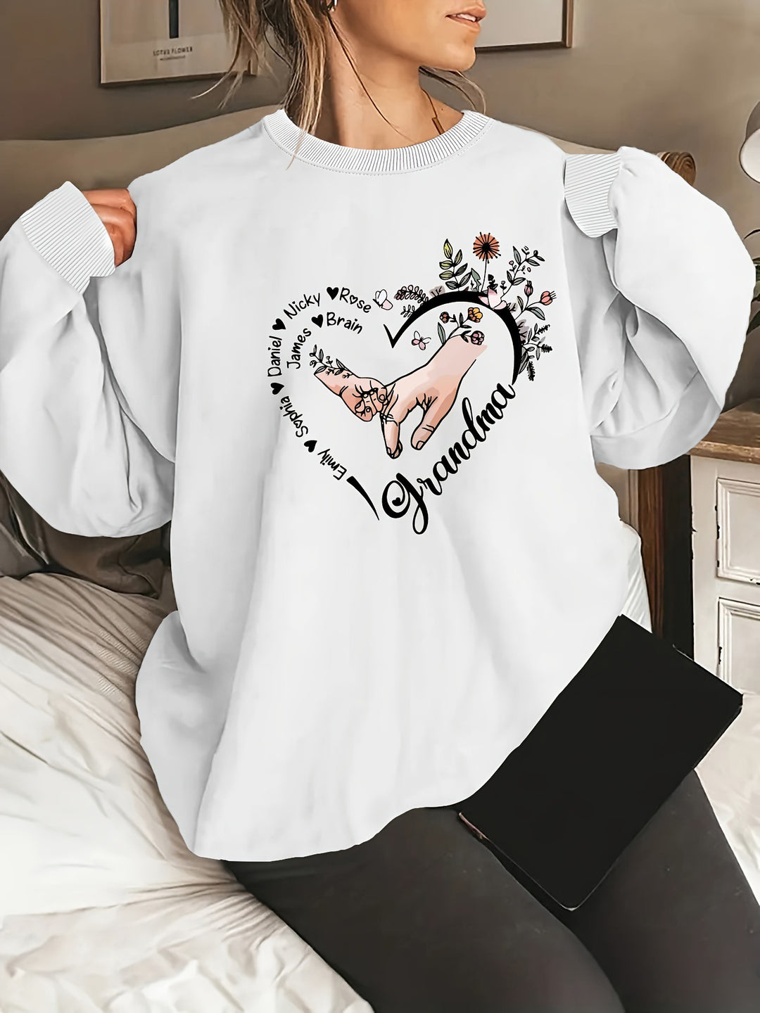 Pull décontracté féminin avec motifs floraux Levoire
